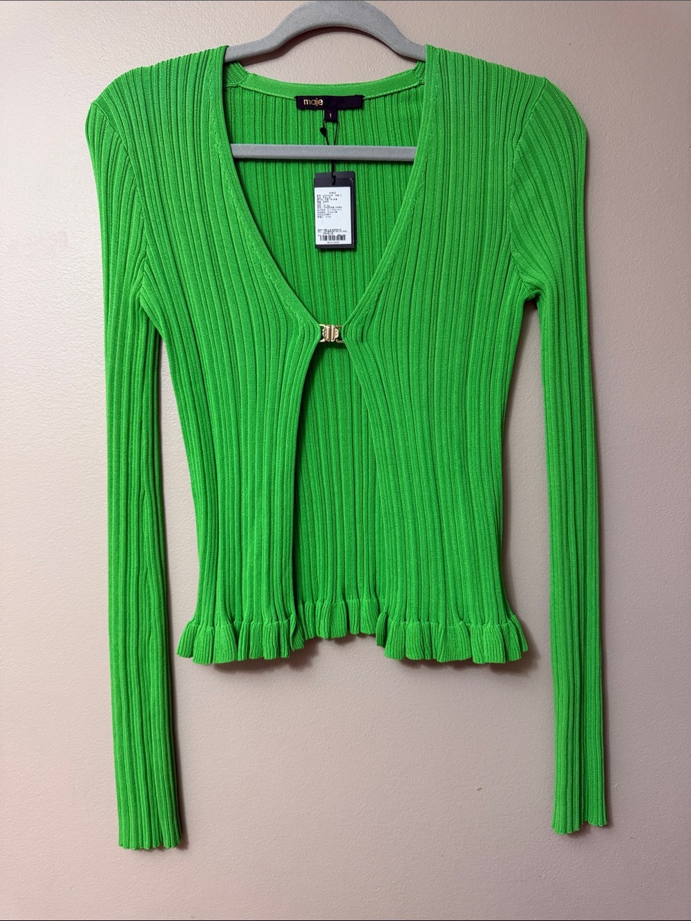 Maje Ribbed and Raffled knitted Cardigan - Picture 5 of 6
